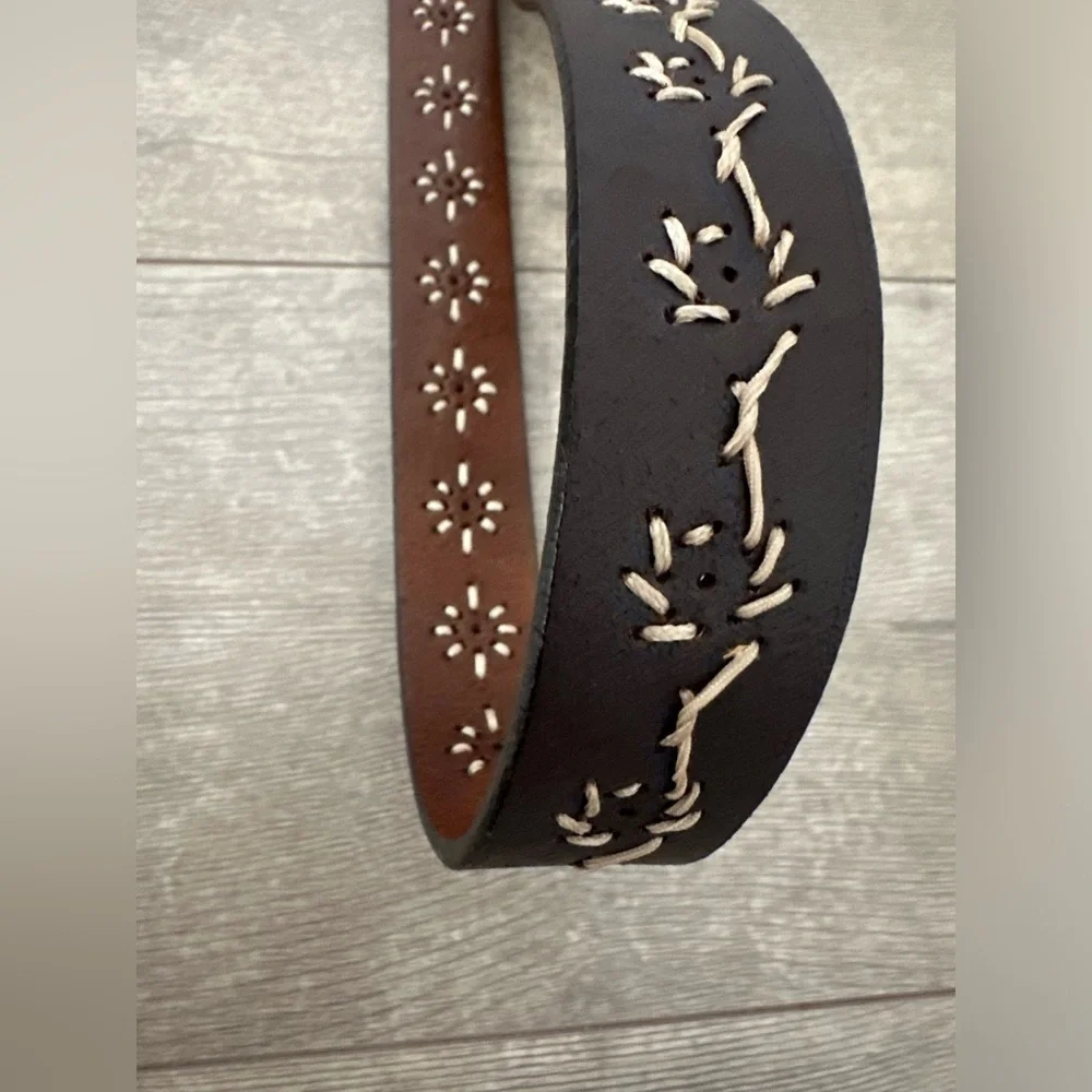 Boho embroidered genuine leather belt women’s 2XL